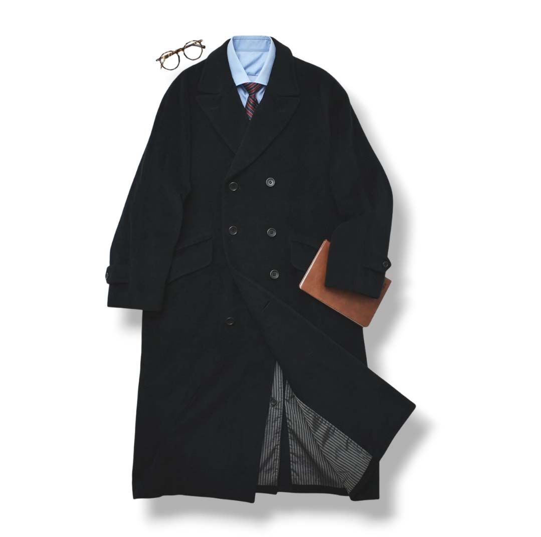 【Trussardi/トラサルディ】ネイビー ウールコート 美品】 【高級】 トラサルディ TRUSSARDI アルパカ アンゴラ