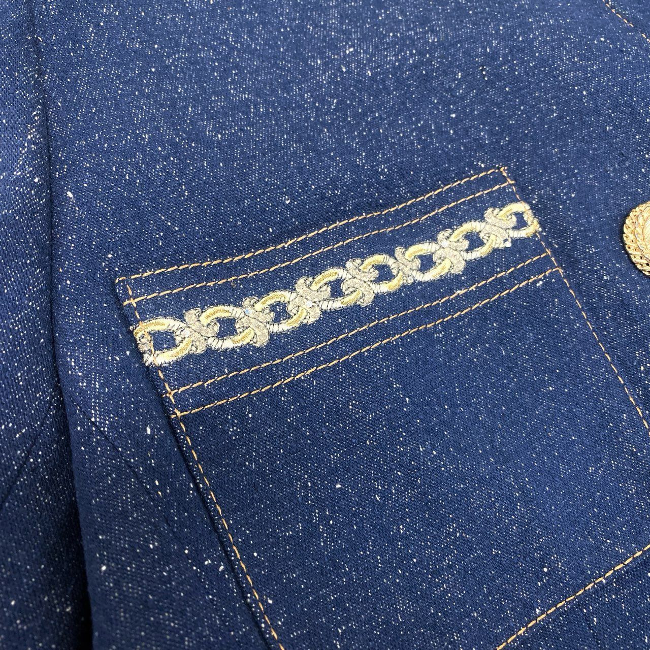 15Ⅼ1【美品】LEONARD レオナール ノーカラージャケット デニム