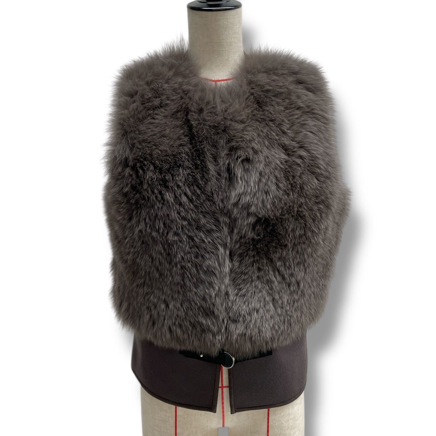 Sov. ソブ ブルーフォックスファー ベスト ジレ リアルファー ファー