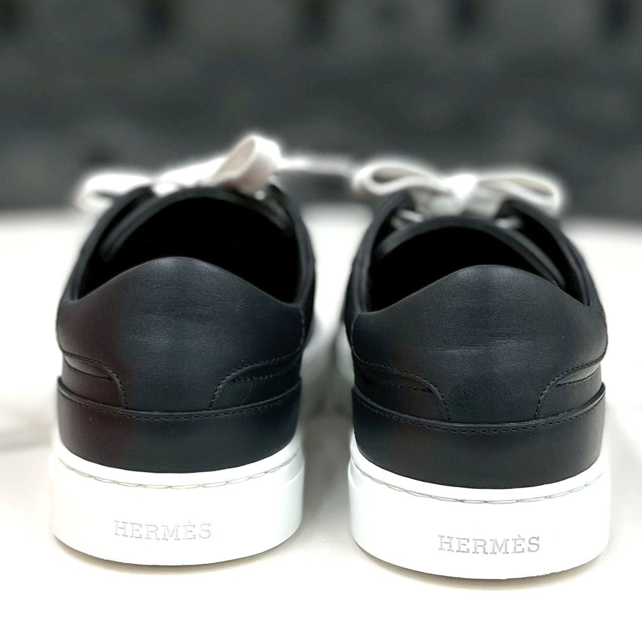 美品☆ エルメス デイ スニーカー 黒 ケリー レザー サイズ22.5cm