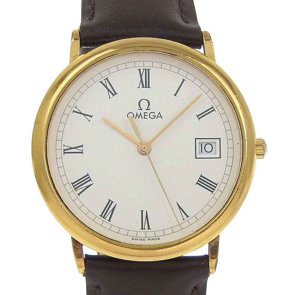 OMEGA オメガ デビル ステンレススチール×レザー クオーツ アナログ表示 ユニセックス ホワイト文字盤 腕時計