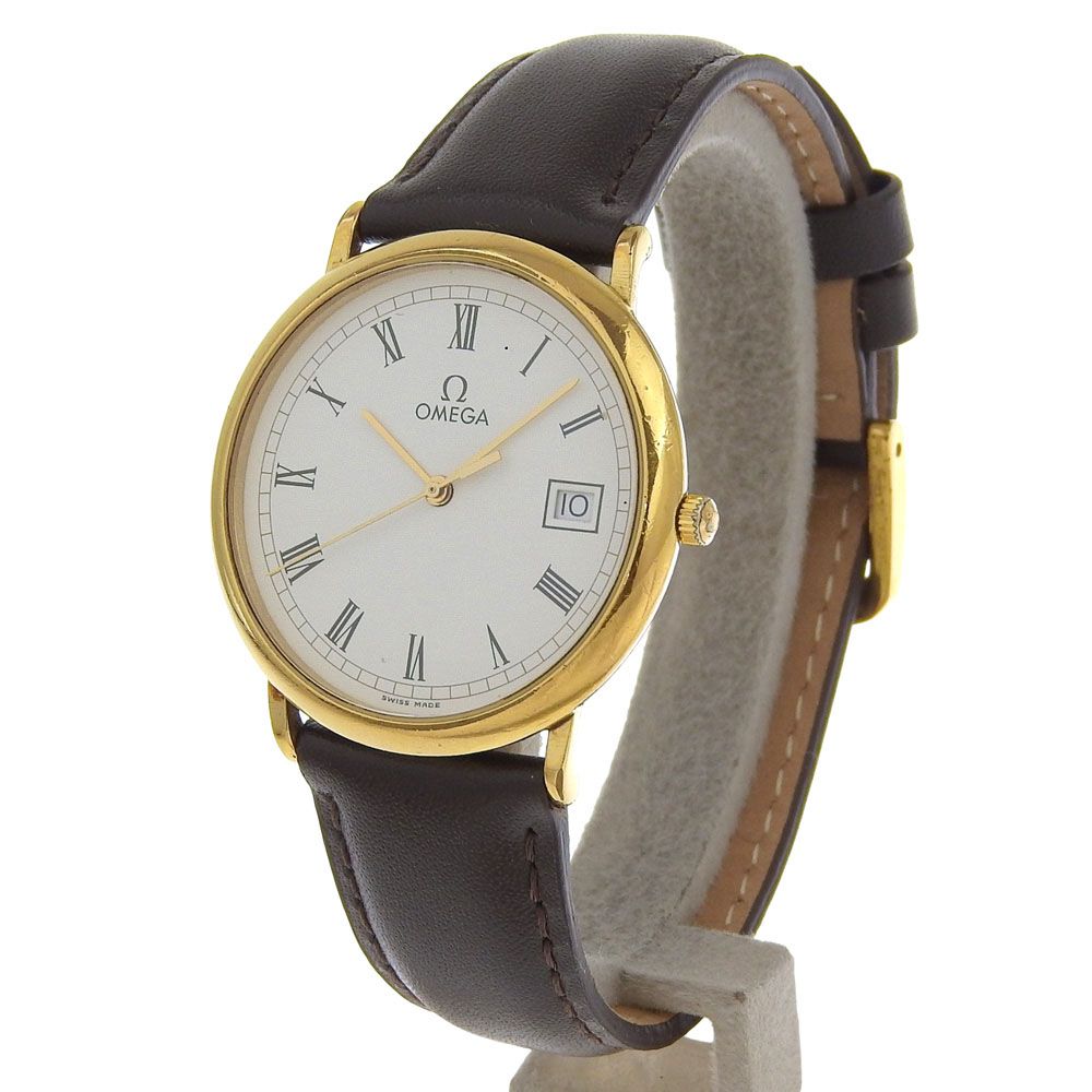 OMEGA オメガ デビル ステンレススチール×レザー クオーツ アナログ表示 ユニセックス ホワイト文字盤 腕時計