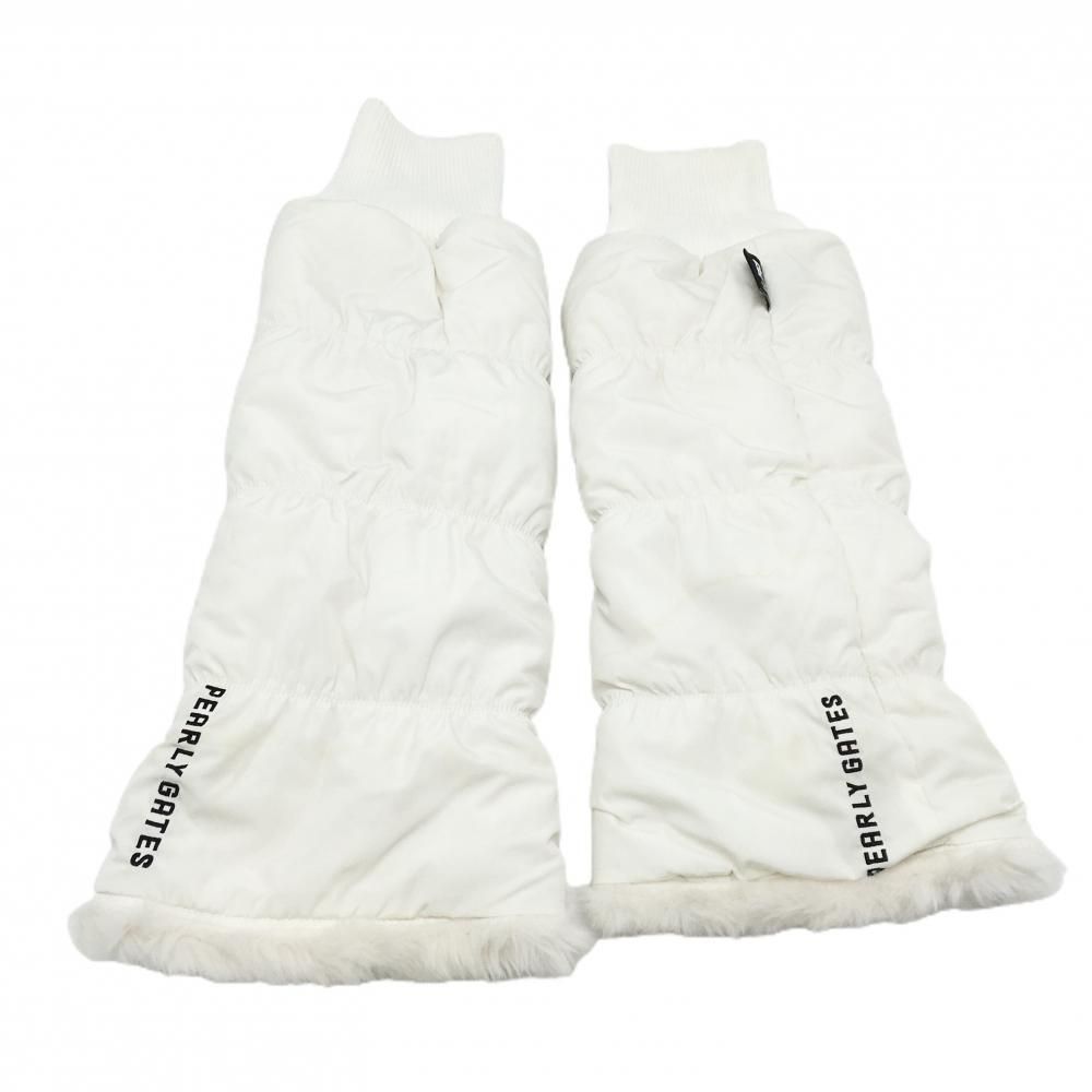 パーリーゲイツ レッグウォーマー 白 内側ファー ロゴ黒 レディース