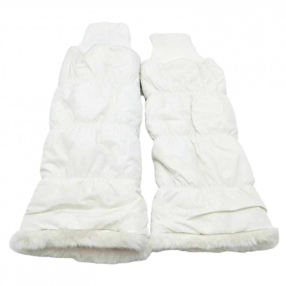 パーリーゲイツ レッグウォーマー 白 内側ファー ロゴ黒 レディース