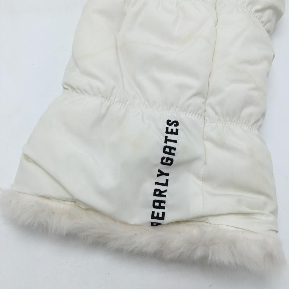 パーリーゲイツ レッグウォーマー 白 内側ファー ロゴ黒 レディース