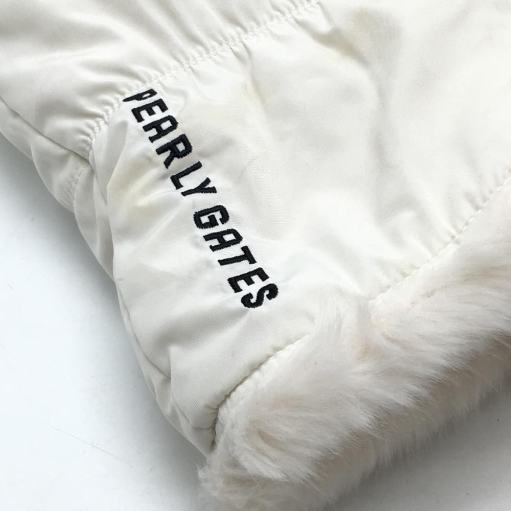 パーリーゲイツ レッグウォーマー 白 内側ファー ロゴ黒 レディース