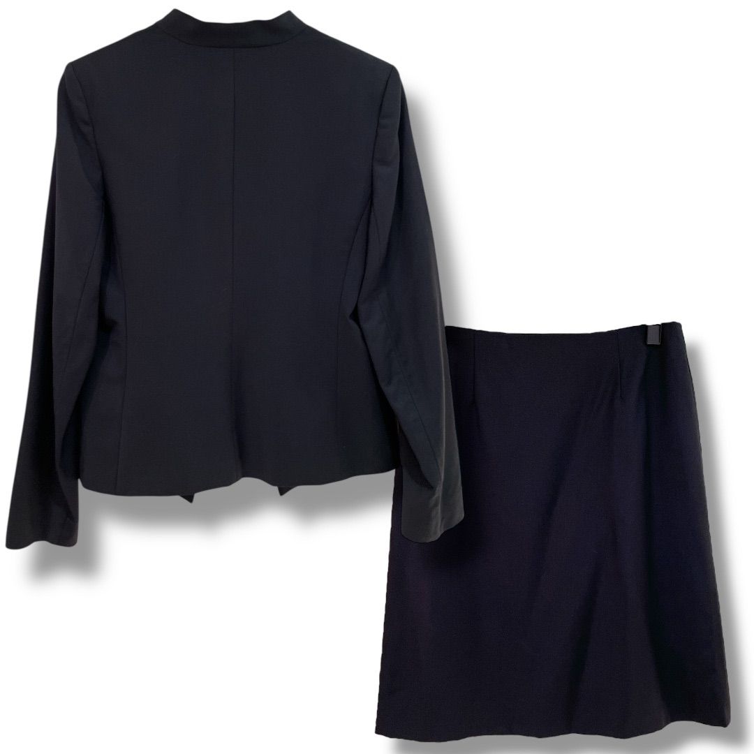 セオリー Theory ノーカラージャケット スカート セットアップ ネイビー Theory - theory セオリー セットアップ ノーカラージャケット