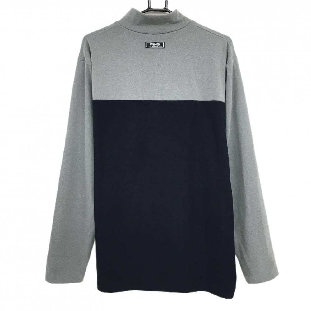 超 ピン ブルゾン ネイビー×グレー 起毛素材 ハーフジップ メンズ 3 L ゴルフウェア 大きいサイズ PING