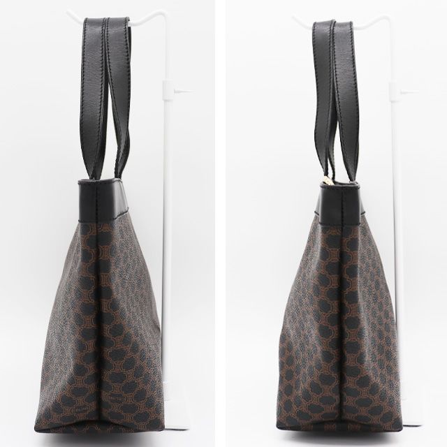 セリーヌ CELINE マカダム ハンドバッグ PVC レザー ブラック ブラウン