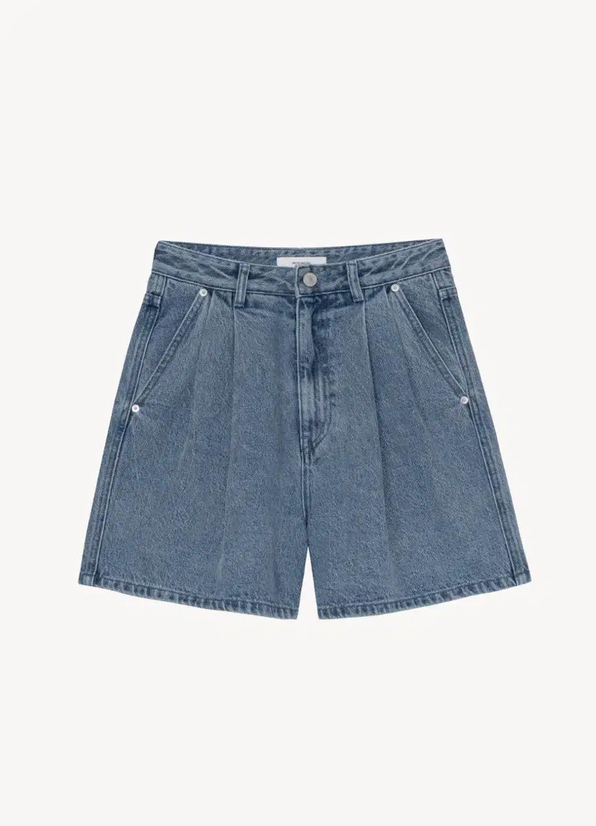 ムンダル デニム ピンタック ショーツ ブルー L