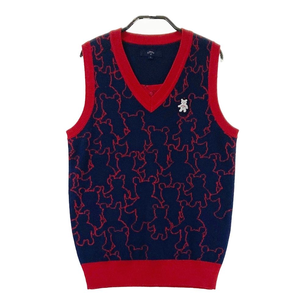 サイズ：L CALLAWAY キャロウェイ ウール混 Vネック ニットベスト ベア