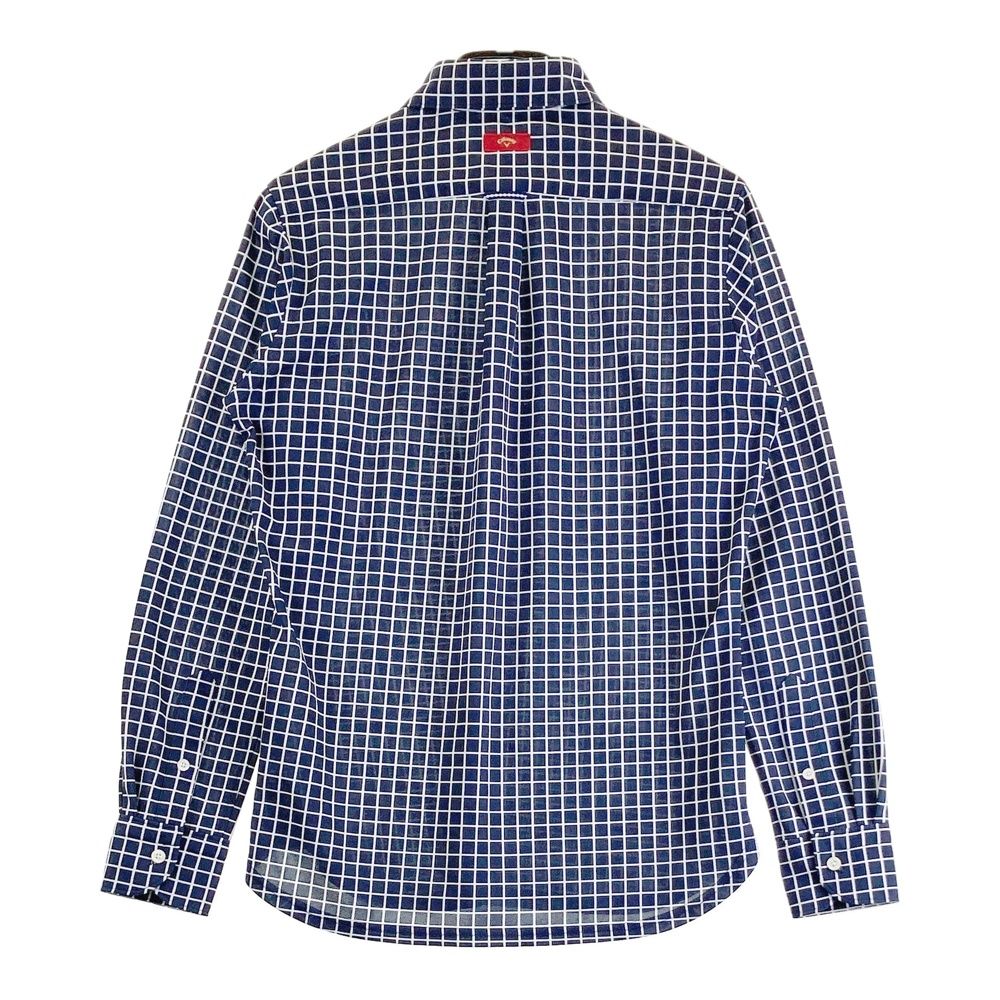 サイズ：M CALLAWAY キャロウェイ 長袖ポロシャツ チェック柄 ネイビー