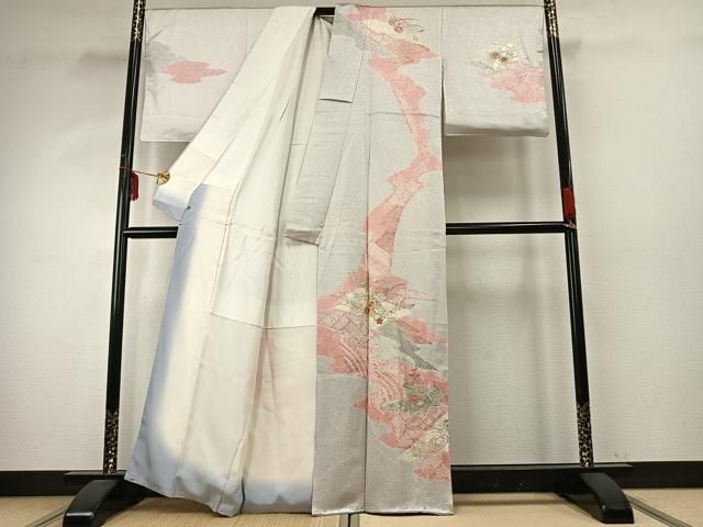 平和屋着物 創業460年 千總 訪問着 駒刺繍 絞り 道長花文 金彩 正絹 fy