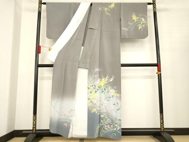 平和屋着物 訪問着 単衣 友禅 草花文 暈し染め 正絹 ck