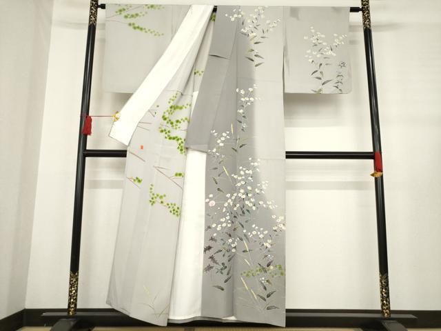 平和屋着物 本加賀友禅作家 茶谷孝志 訪問着 単衣 枝花文 正絹 ck