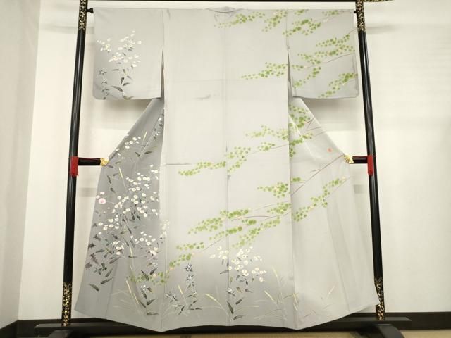 平和屋着物 本加賀友禅作家 茶谷孝志 訪問着 単衣 枝花文 正絹 ck