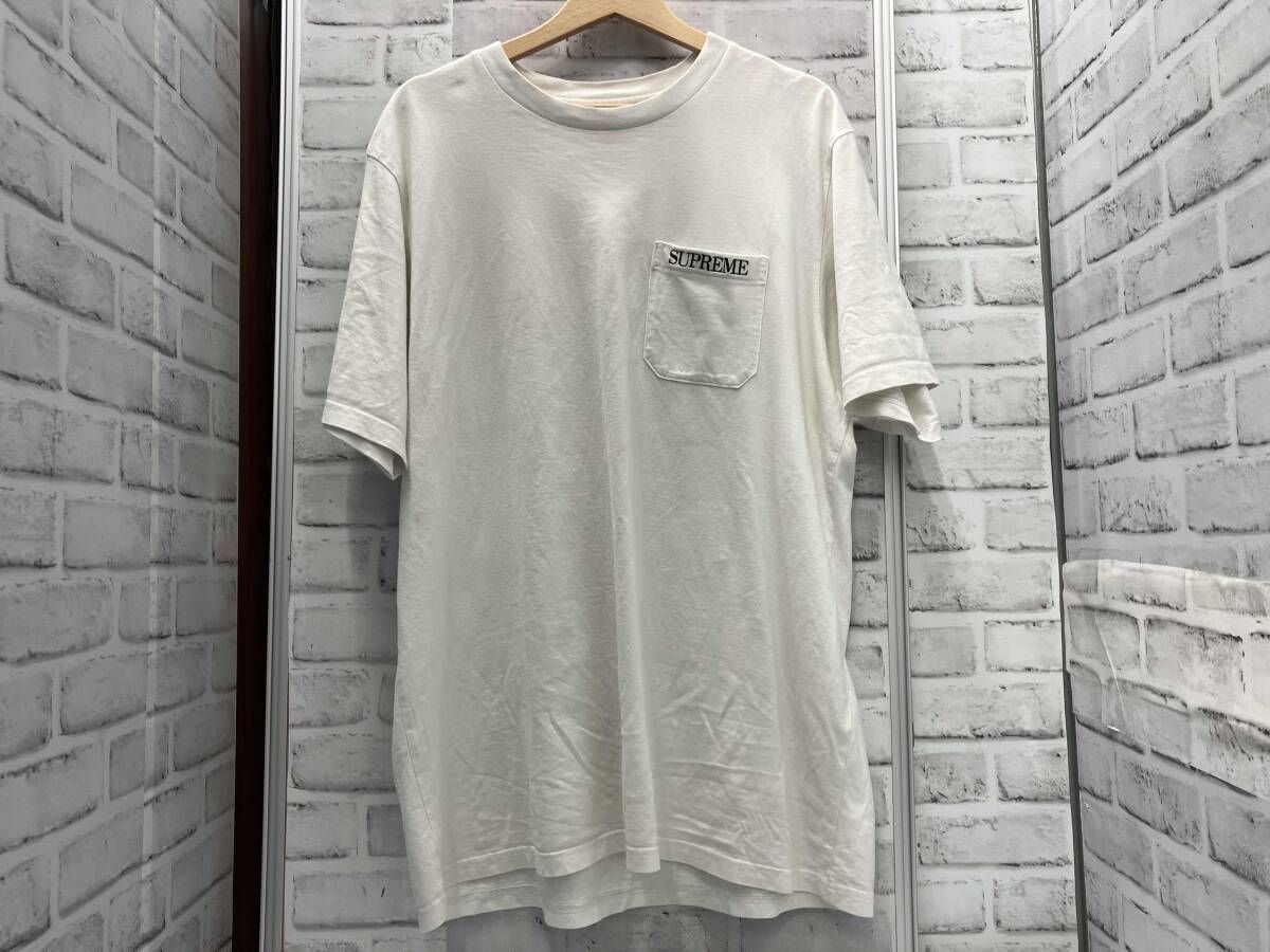 Supreme/18ss/Embroidered Pocket Tee/半袖Tシャツ/ホワイト/XLサイズ