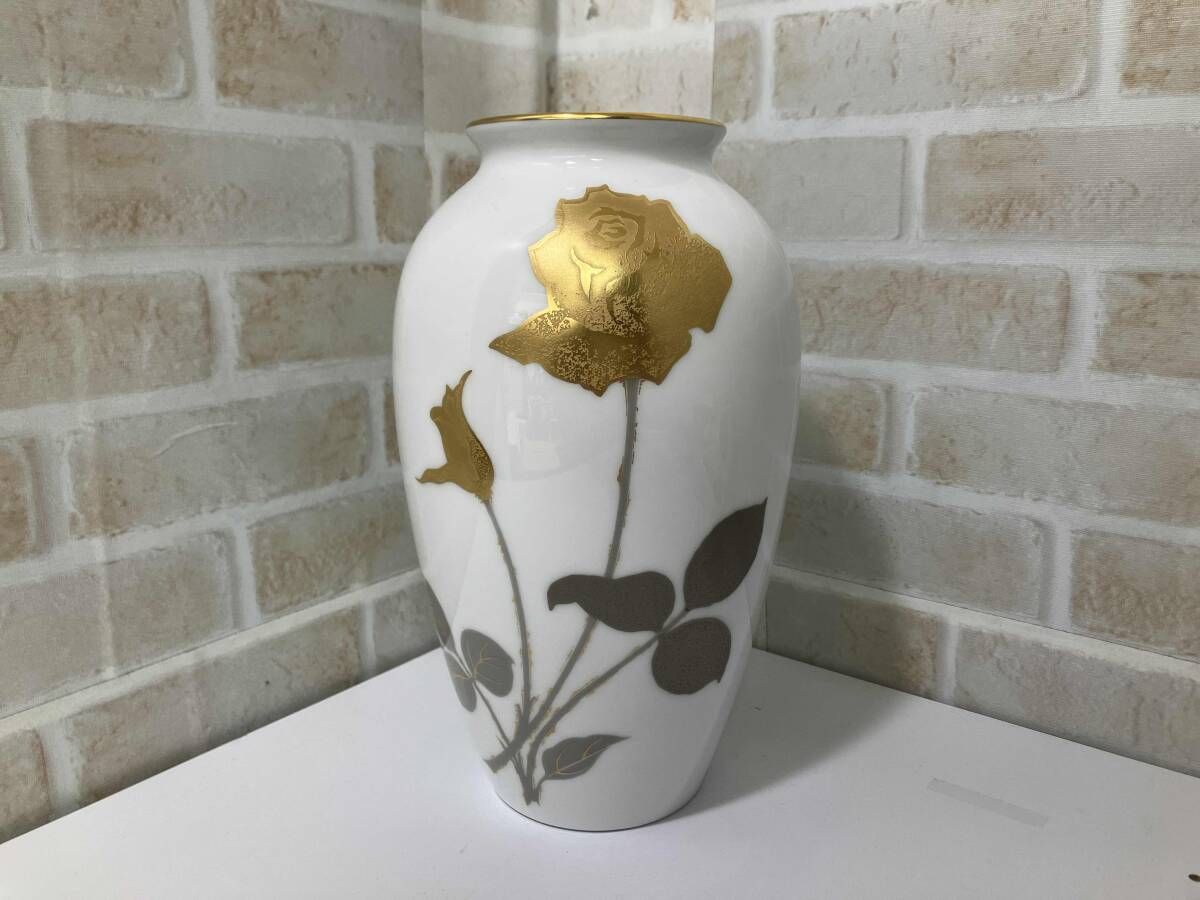 大倉陶園 花瓶 金蝕 高さ約23 cm