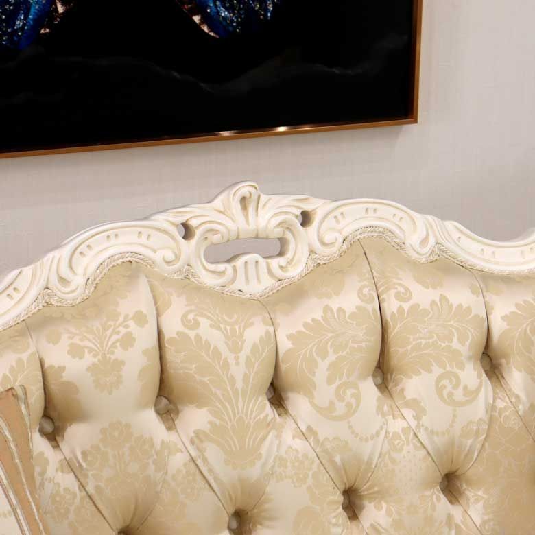  イタリア 2人掛けソファ ゴールド ホワイト 猫脚 2人用 2Pソファ 2人がけ ルブラン 白家具 ファブリック北欧柄 2人掛け 3人掛けソファ ソファ ソファベッド