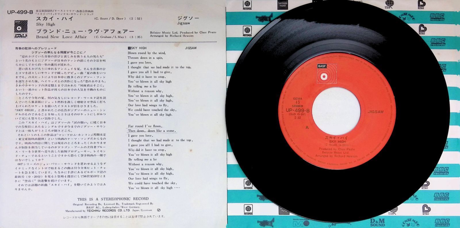 レコード シングル EP サントラ 映画 スカイ・ハイ ジグソー JIGSAW