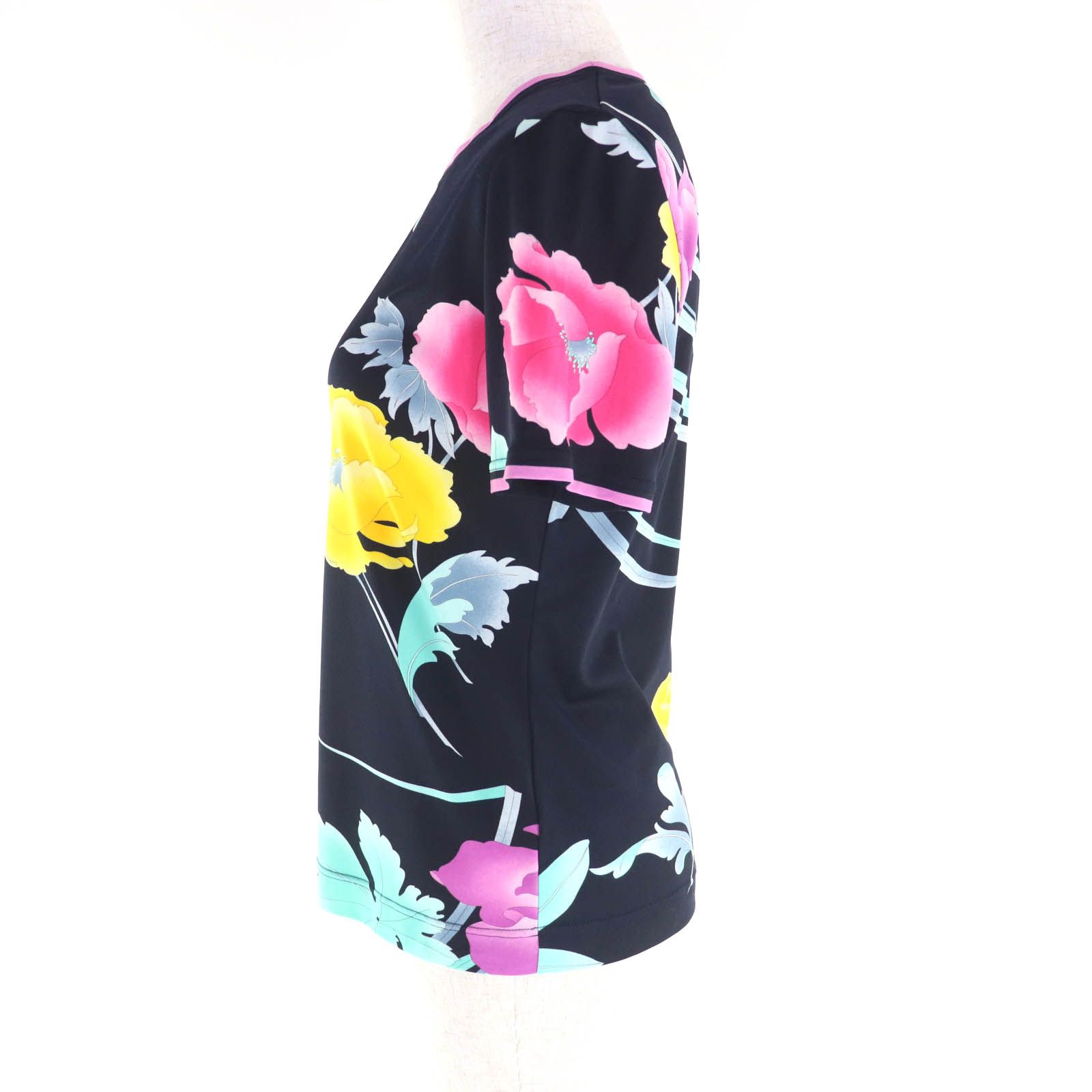 極美品☆LEONARD レオナール 花柄 半袖 トップス カットソー ダーク