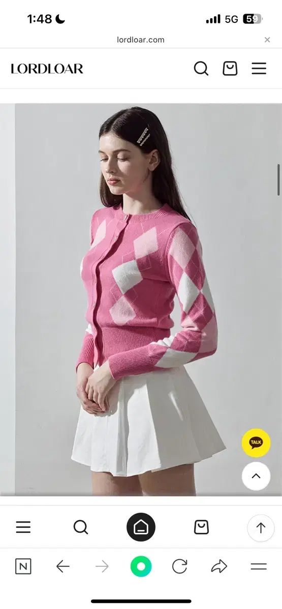 ロードロアール ゴルフウェア アーガイル カシミア ニット カーディガン PINK