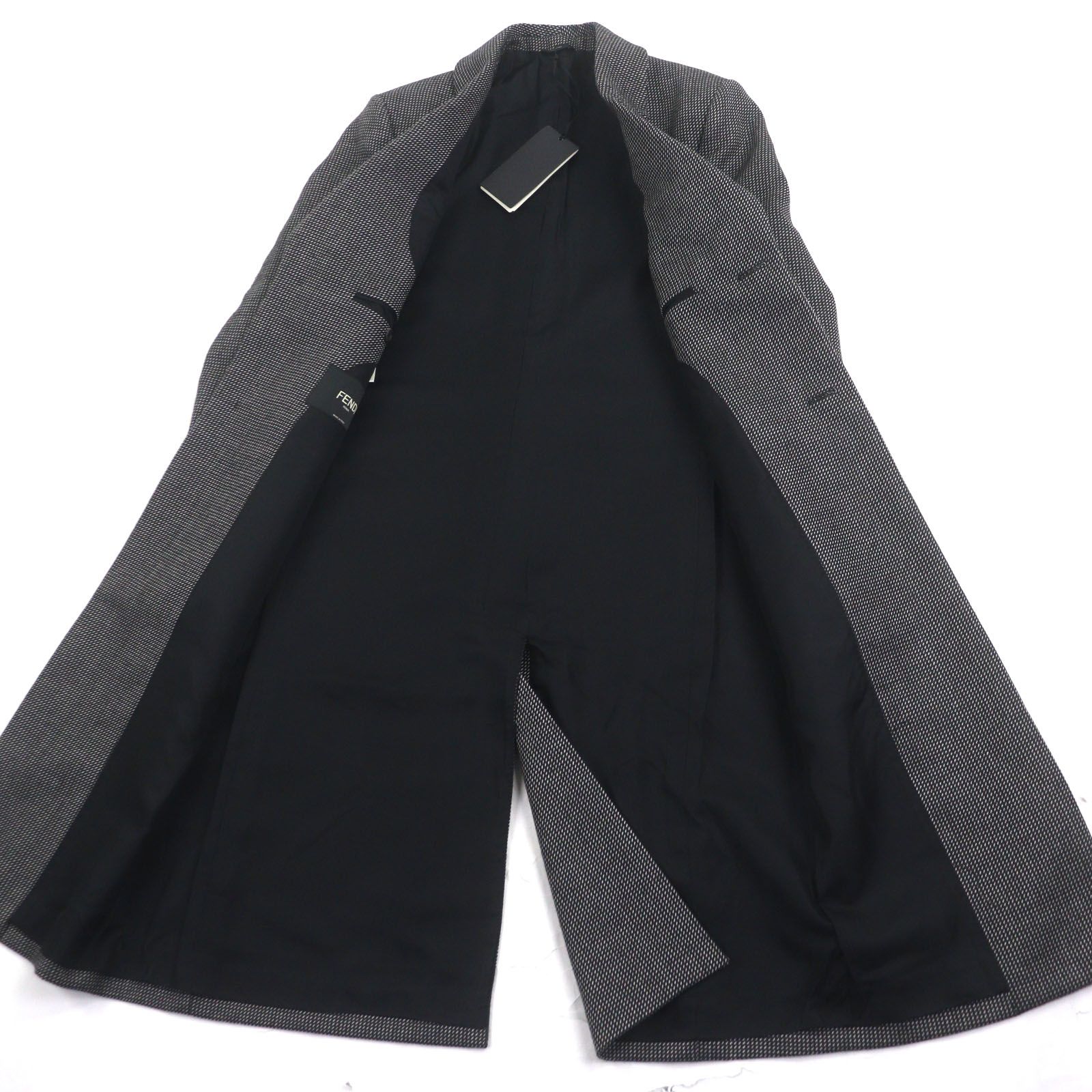 未使用品▽FENDI フェンディ FF0289 ウール100% 織柄 ロゴ入りボタン