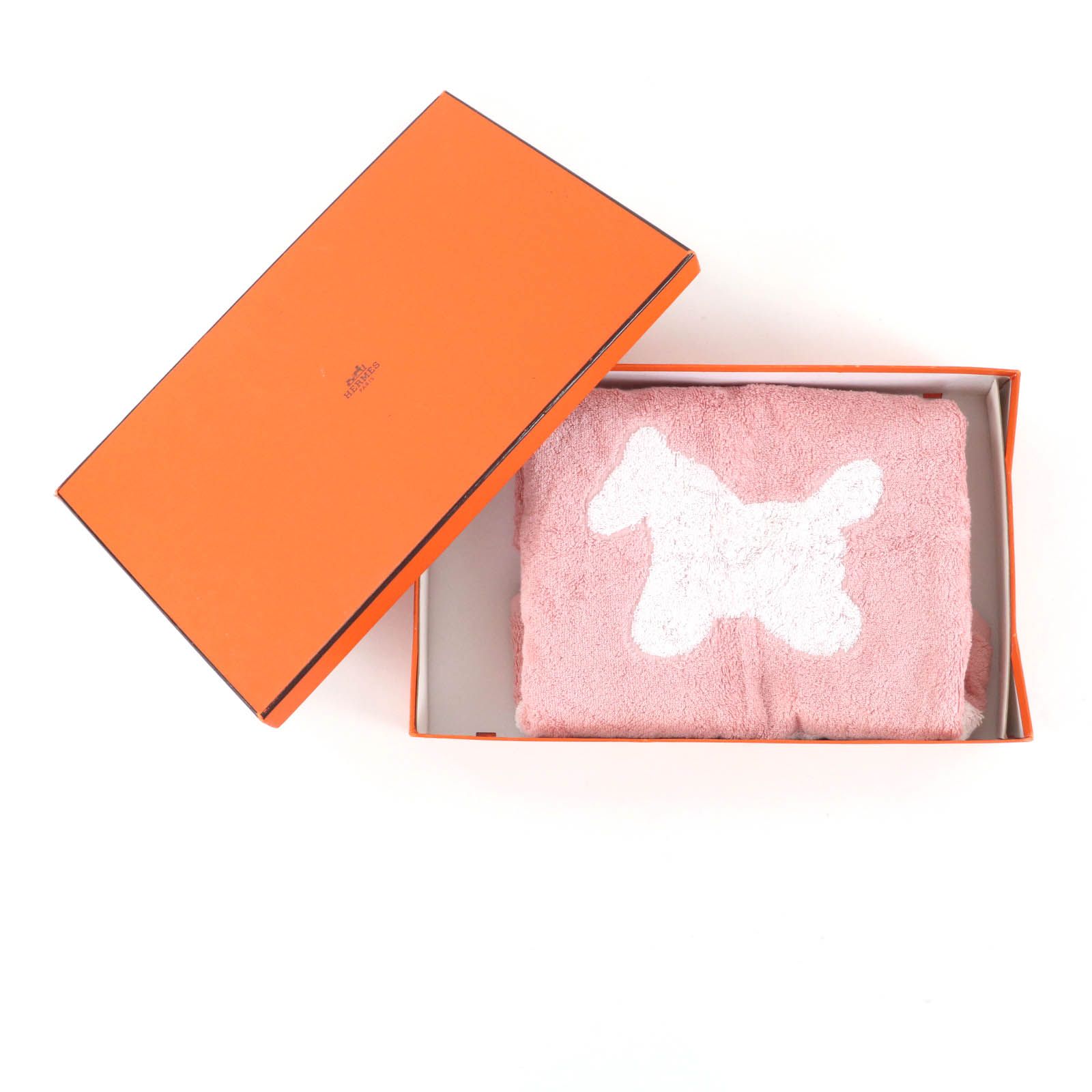 HERMES エルメス DADA ダダ コットン レーヨン混 木馬 バスタオル タオル ピンク レディース