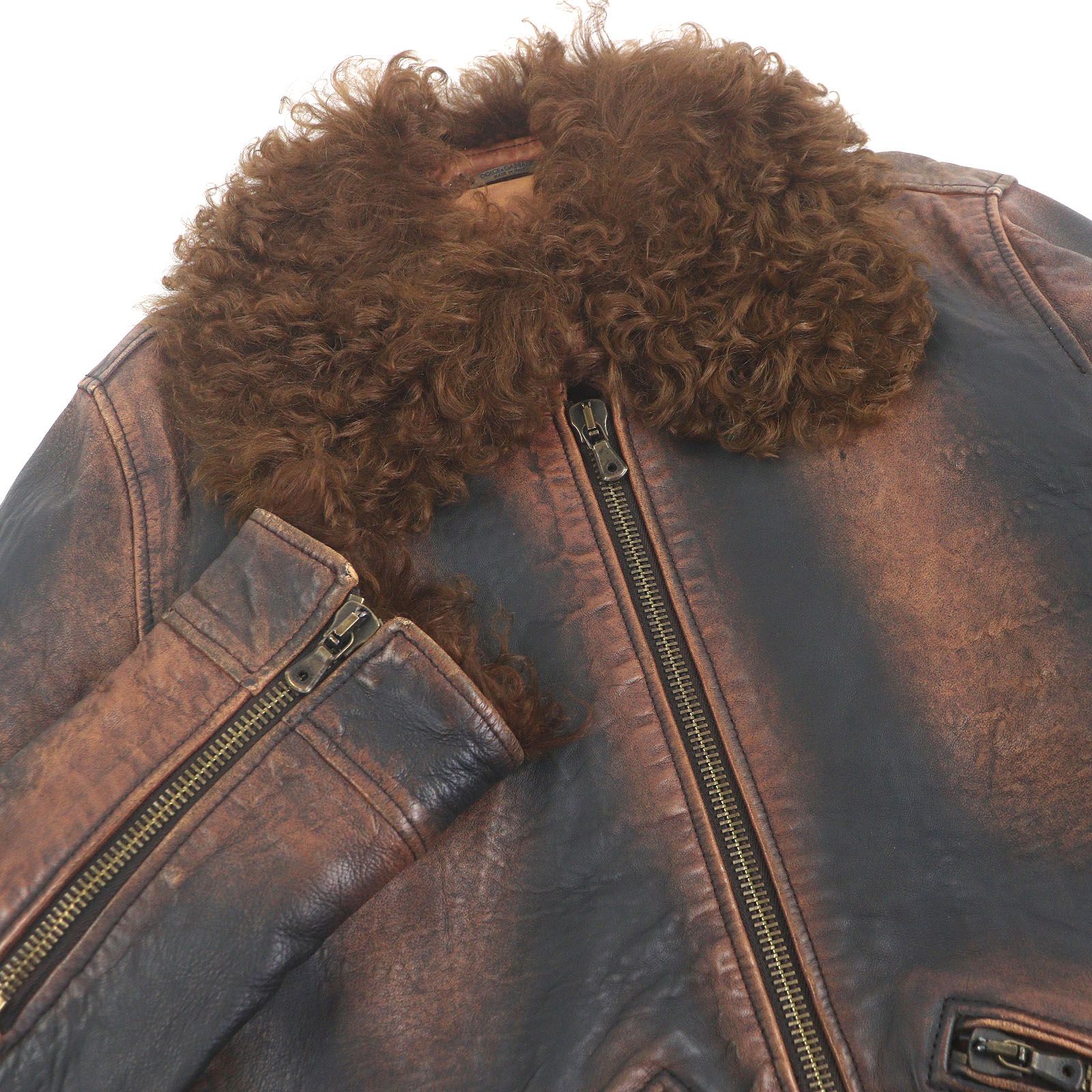 極美品□DOLCE&GABBANA ドルチェ＆ガッバーナ 黒タグ ラムファー