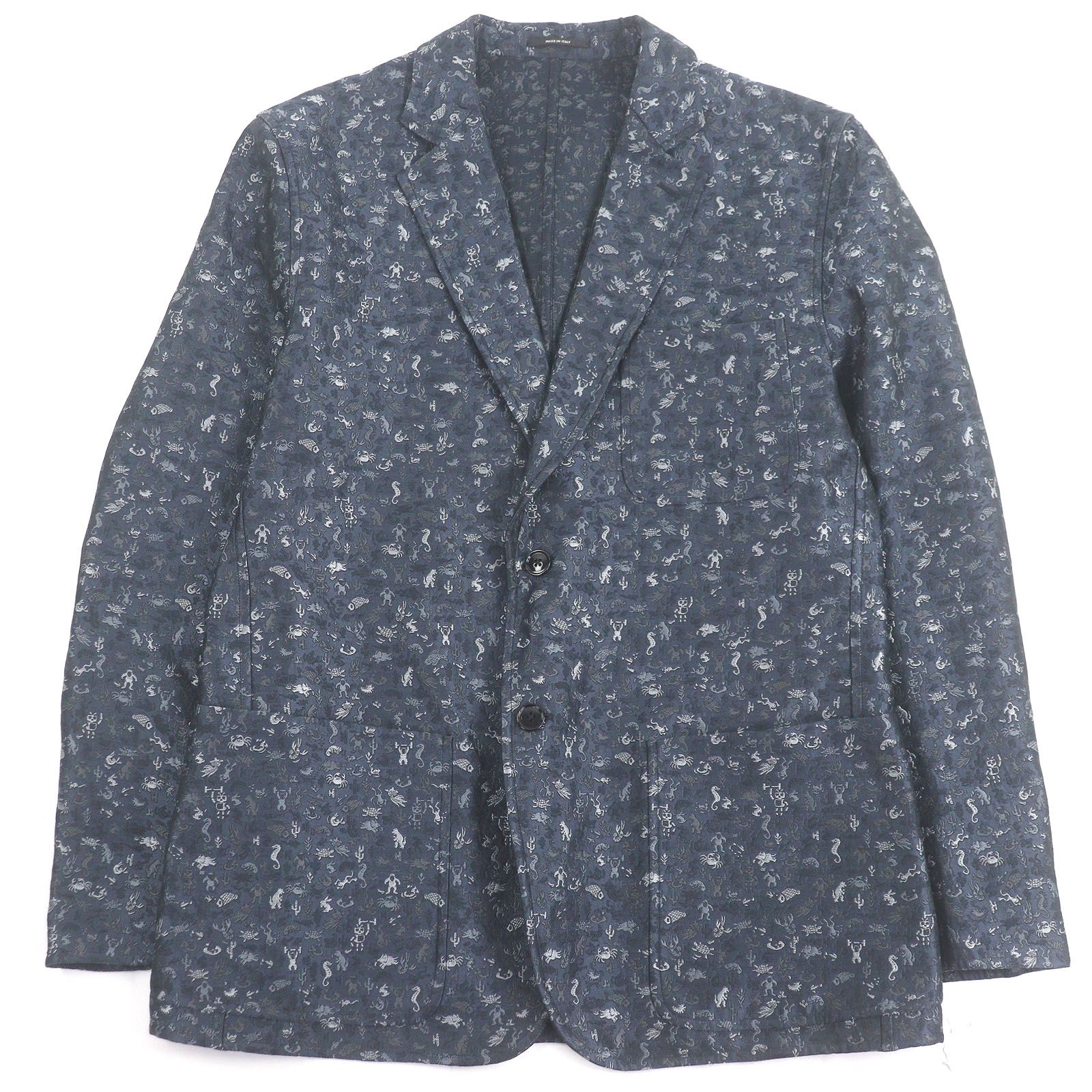 極美品□HERMES エルメス アニマル 総柄 リバーシブル シングル