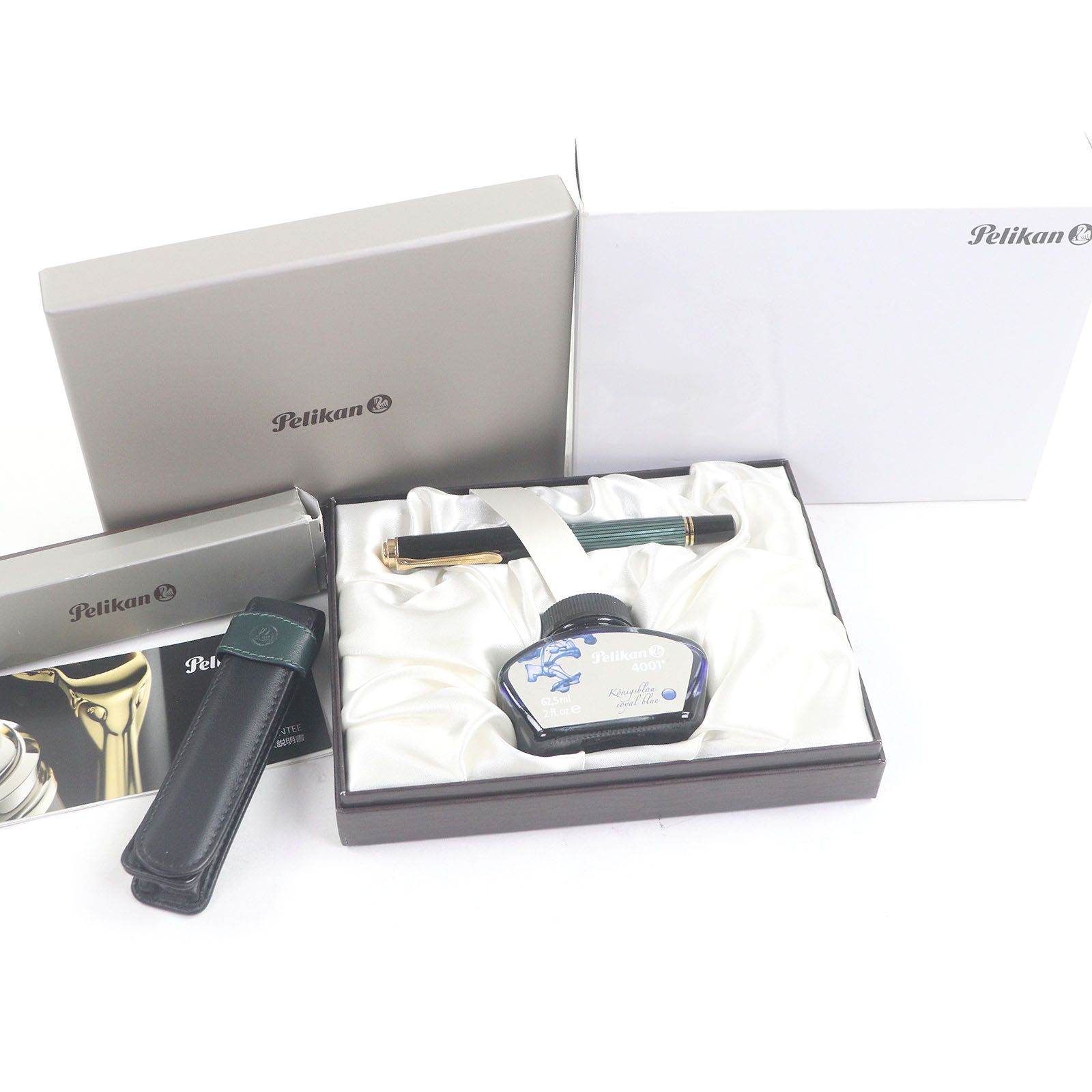 PERIKAN ペリカン M 600 スーベレーン ペン先14 C Mニブ 万年筆 ブラック グリーンストライプ 箱 ケース付き ドイツ製 メンズ