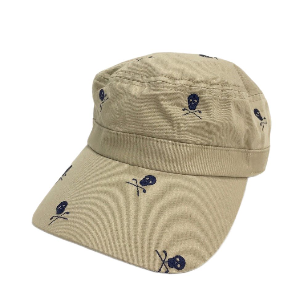 【新品・未使用】MARK & LONAゴルフキャップ スカルロゴ 刺繍入り MARK&LONA マークアンドロナ ワークキャップ スカル刺繍 総柄 ベージュ