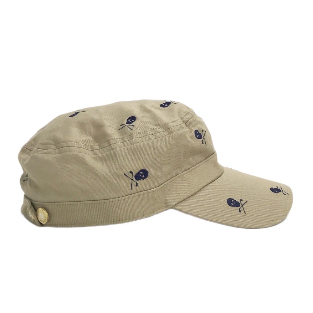 MARK&LONA マークアンドロナ ワークキャップ スカル刺繍 総柄 ベージュ