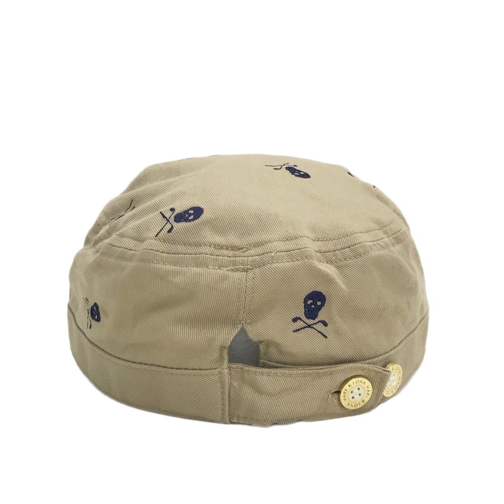 MARK&LONA マークアンドロナ ワークキャップ スカル刺繍 総柄 ベージュ