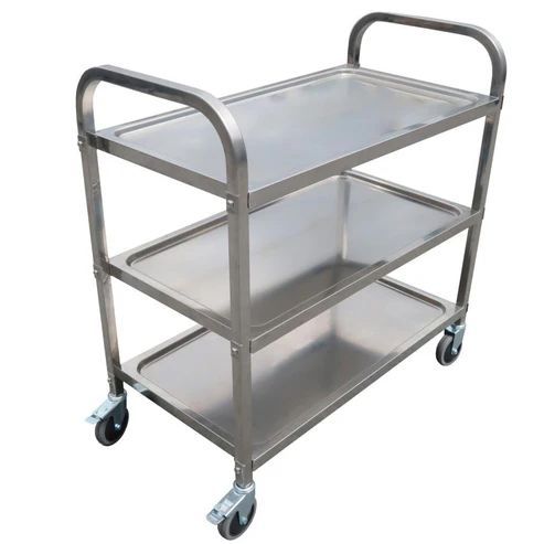 777 ステンレス製 キッチン ワゴン 3段 シルバー 約高さ90×奥行45×横幅