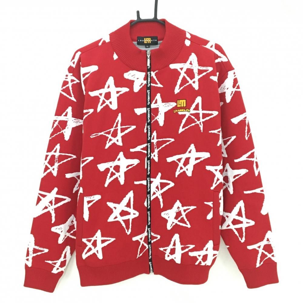 美品】ラウドマウス ニットジャケット レッド×白 星柄 シューティング
