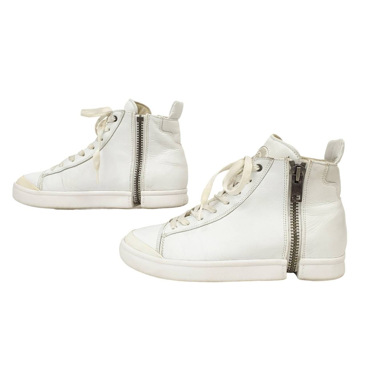 ディーゼル 美品 ハイカットスニーカー サイドジップ 本革 レザー 26.5