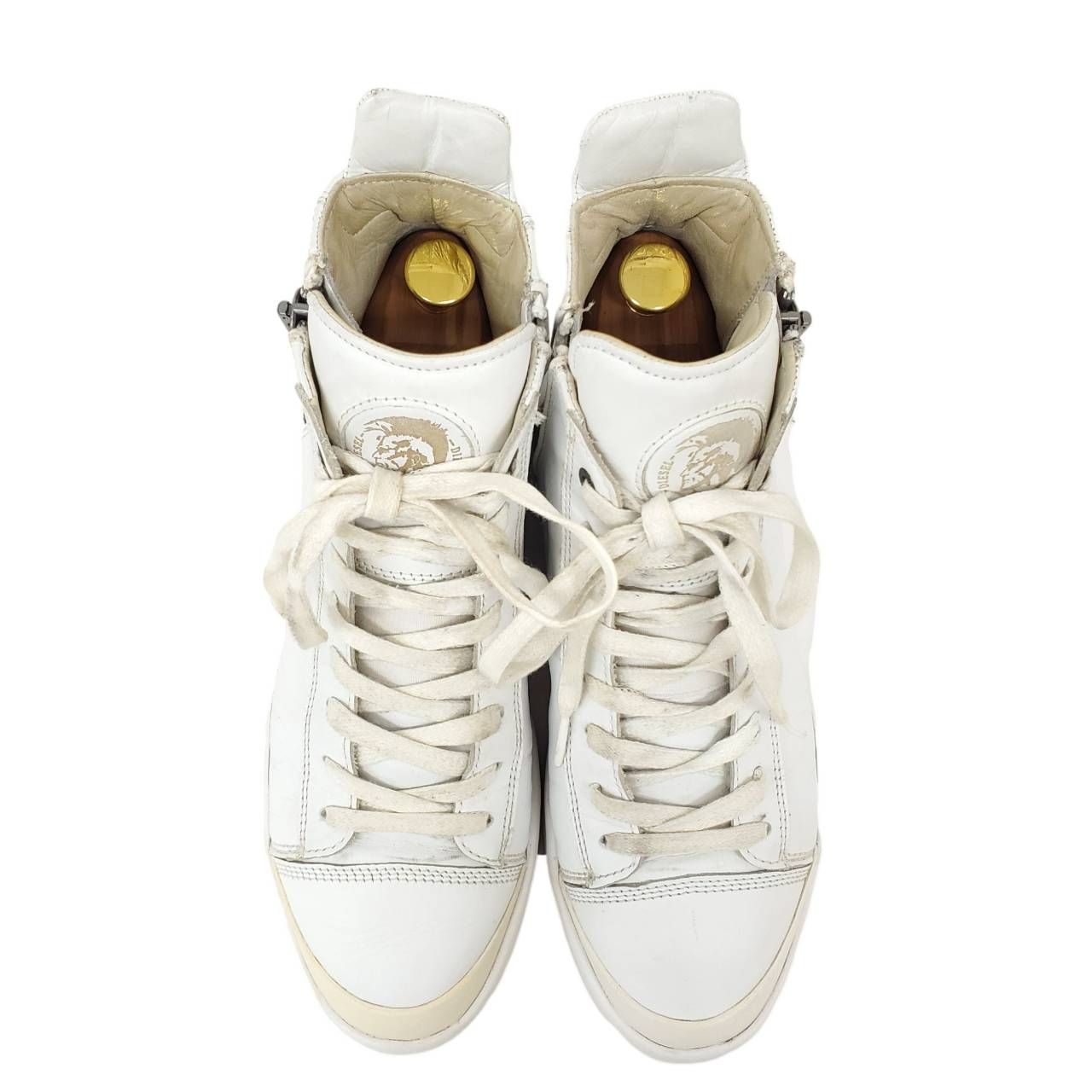 ディーゼル 美品 ハイカットスニーカー サイドジップ 本革 レザー 26.5