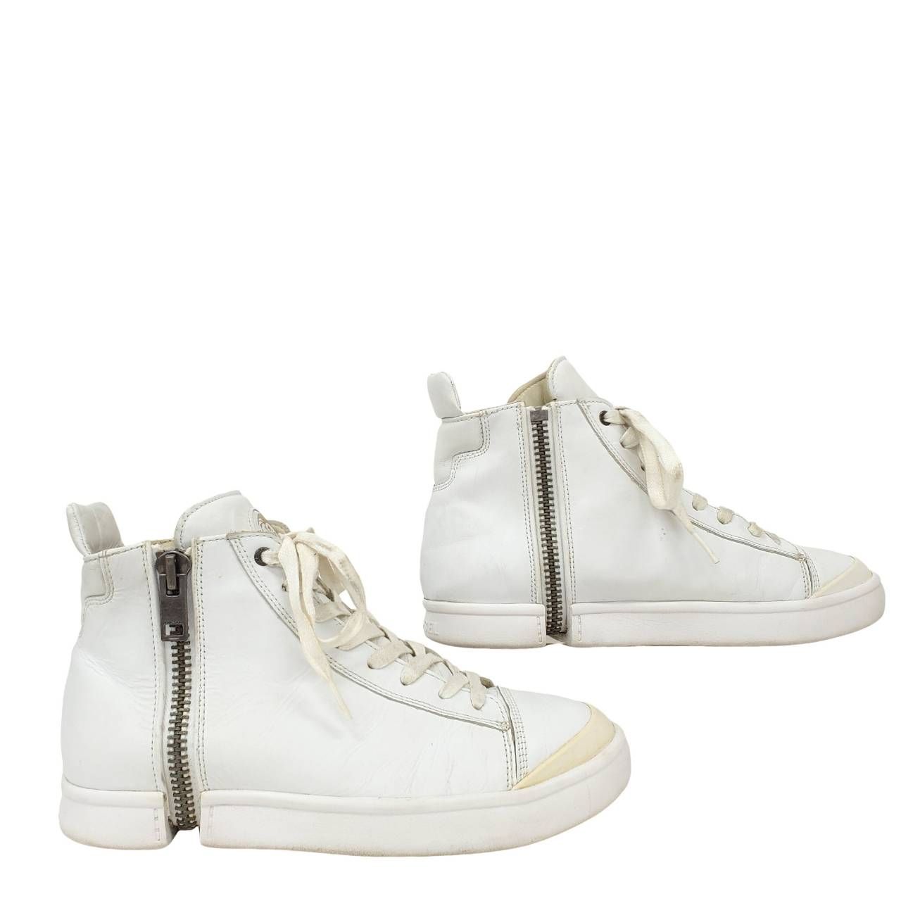 ディーゼル 美品 ハイカットスニーカー サイドジップ 本革 レザー 26.5