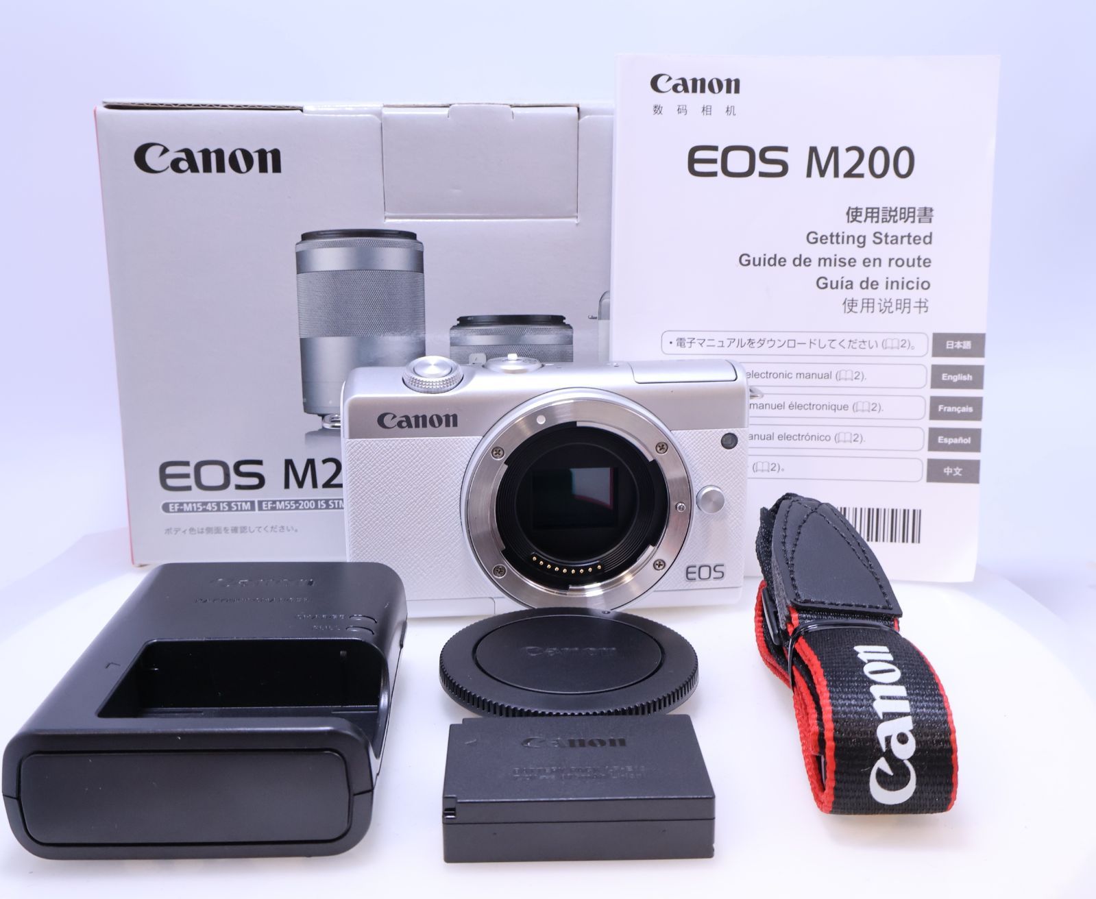 Canon EOS M200 ボディ ホワイト 極美品 ほぼ新品】Canon EOS M200 ボディー ホワイト EOSM200WH-BODY ミラー