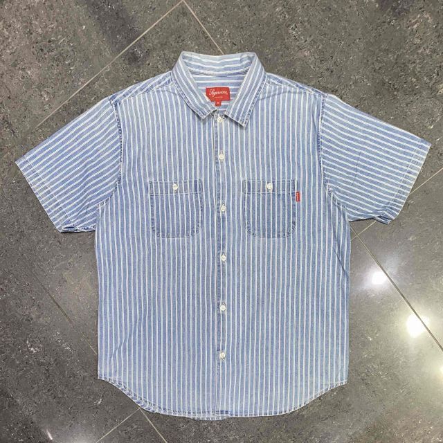 Supreme ストライプ デニム半袖シャツ M Supreme 17ss Stripe Denim Shirt SIZE-M シュプリーム ストライプ