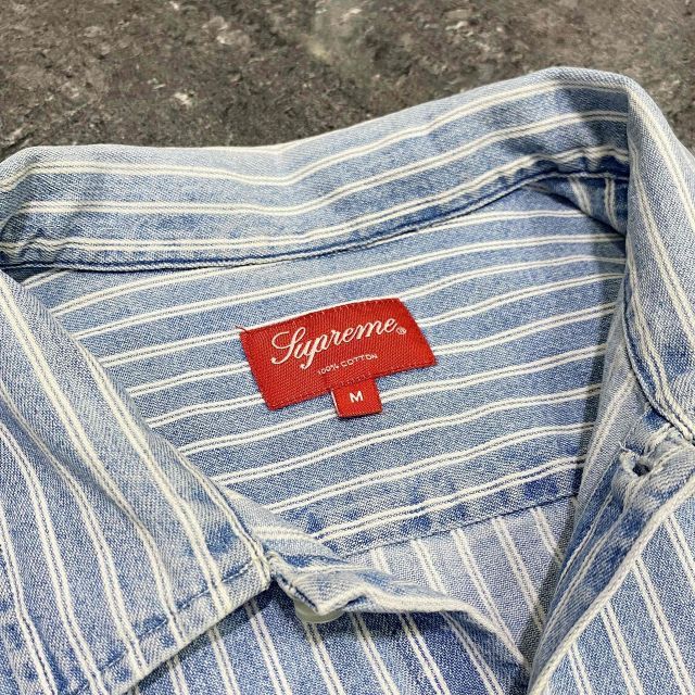Supreme ストライプ デニム半袖シャツ M Supreme 17ss Stripe Denim Shirt SIZE-M シュプリーム ストライプ