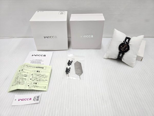 品 シチズン ウィッカ Wicca ソーラーテック シンプルアジャスト 腕時計 KP 2-647-51 ブラック 〇YR-19583〇