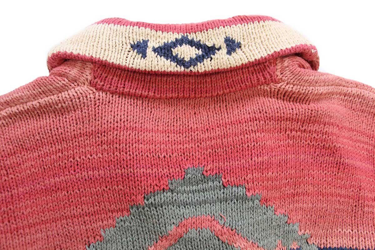 00s LAUREN ラルフローレン ネイティブ柄 ショールカラー コンチョ