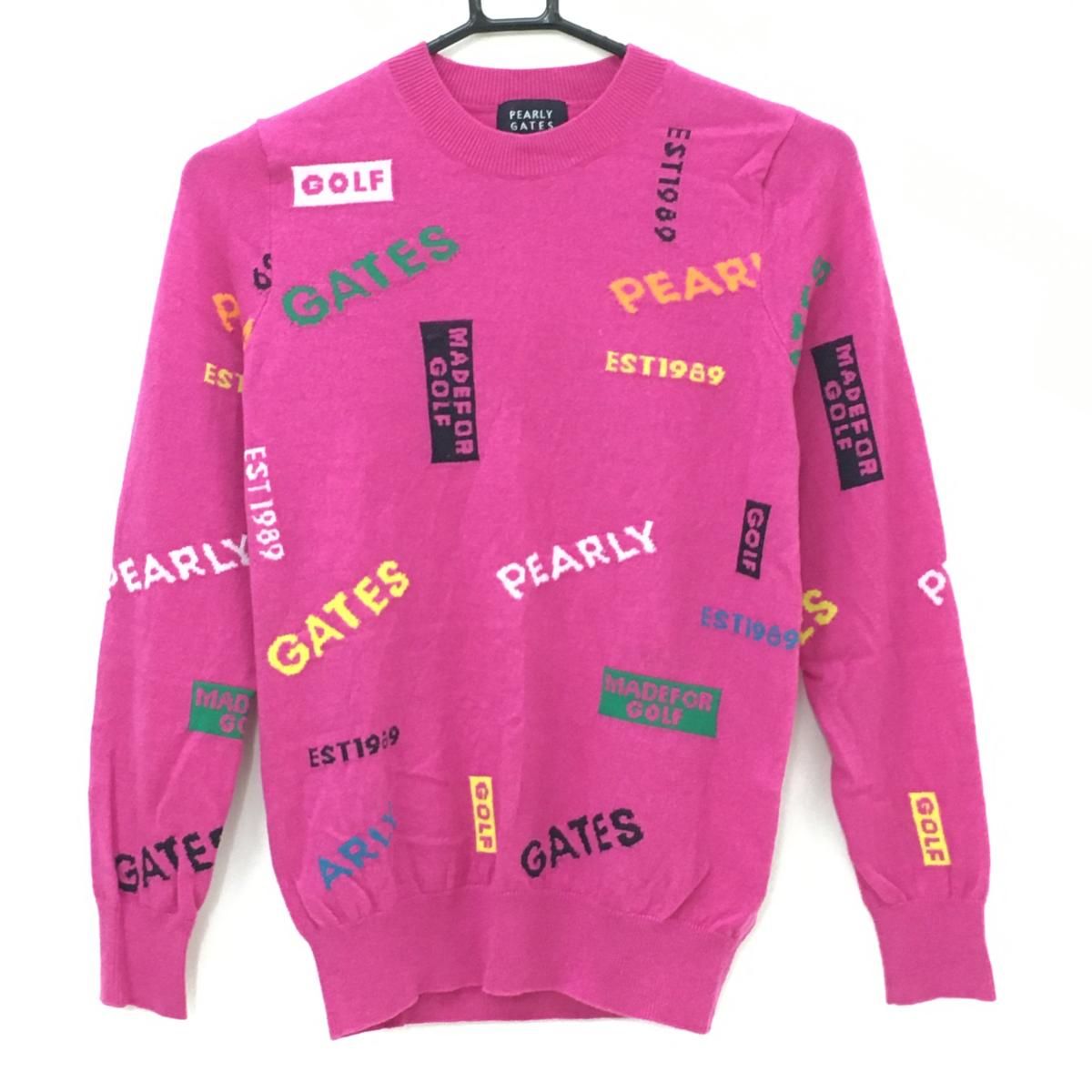 最新 パーリーゲイツ ニット ピンク ロゴ ゴルフ ウェア PEARLY GATES