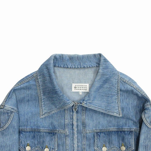 【状態良】Maison Margiela デニム ノーカラー ジャケット 46 Maison Margiela デニムノーカラージャケット 濃紺 サイズ46 メゾン