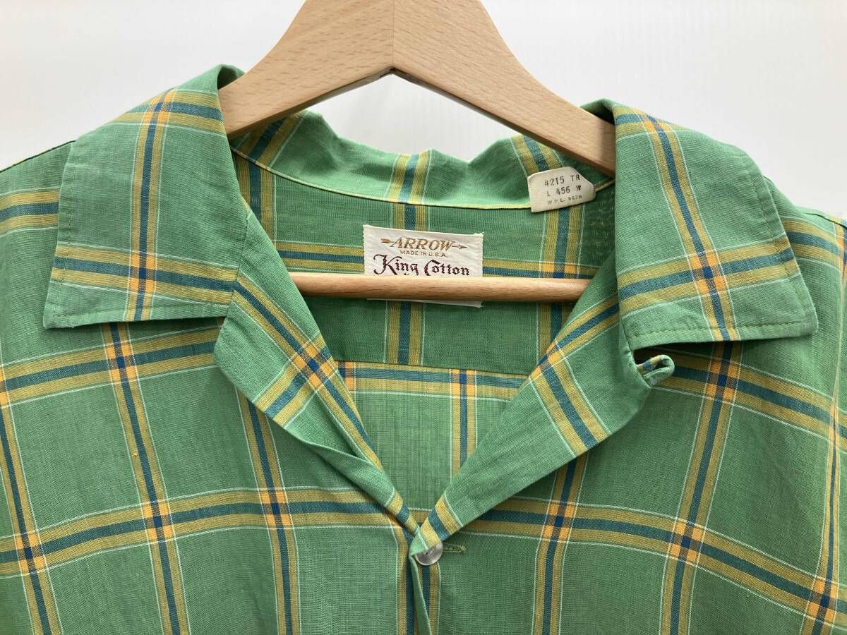 ARROW アロー 1960s King Cotton オープンカラー アメリカ製 グリーン