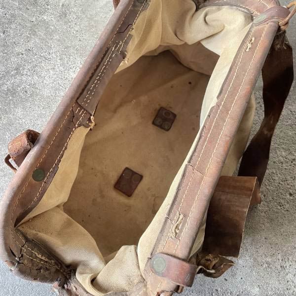 usmail ブラウンレザーショルダーバッグUS MAIL 古着　ビンテージ 1968年製 USA製 US MAIL メールバッグ キャンバス×本革レザー 60s