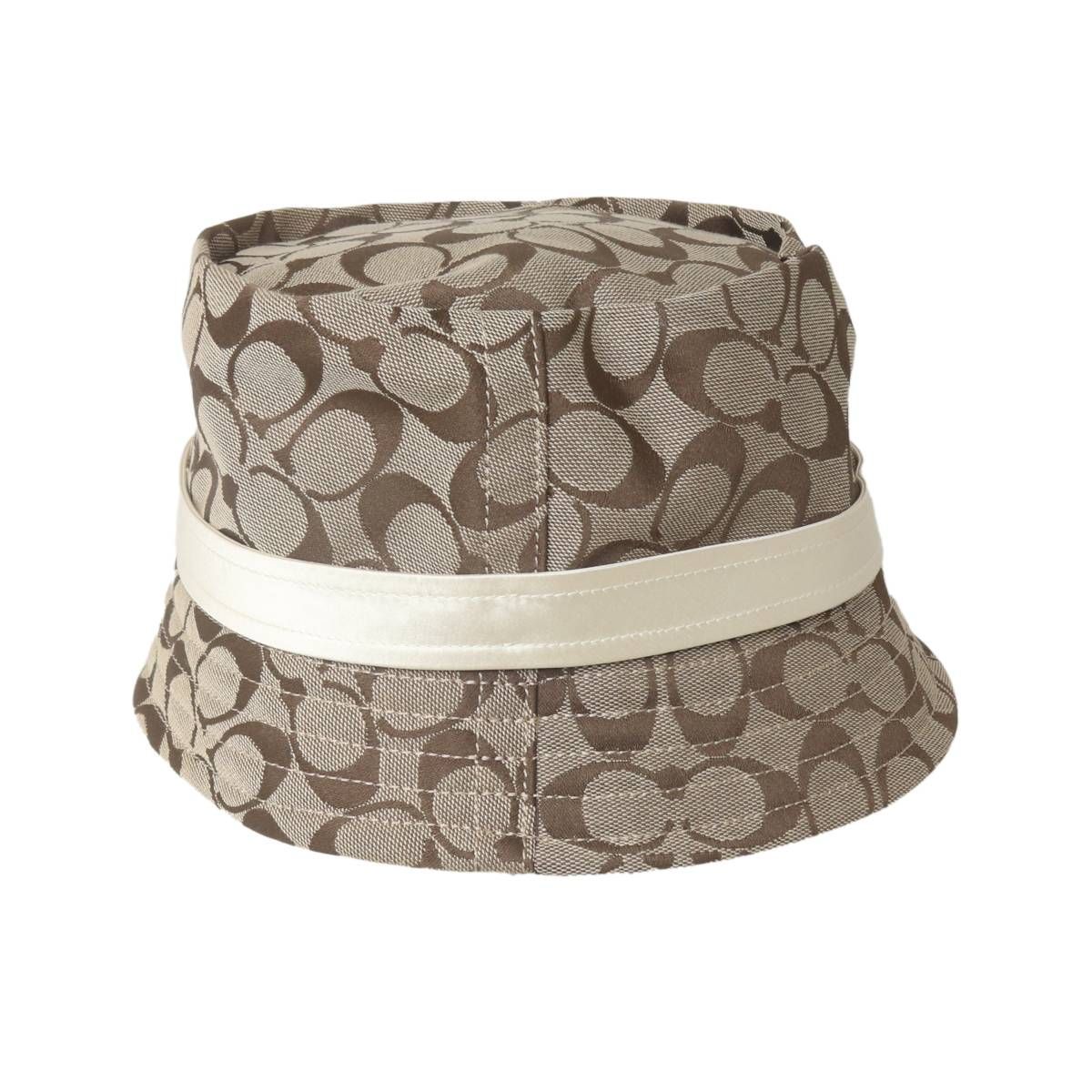 COACH コーチ 帽子 ハット シグネチャー カーキ×ブラウン M/L 頭周り