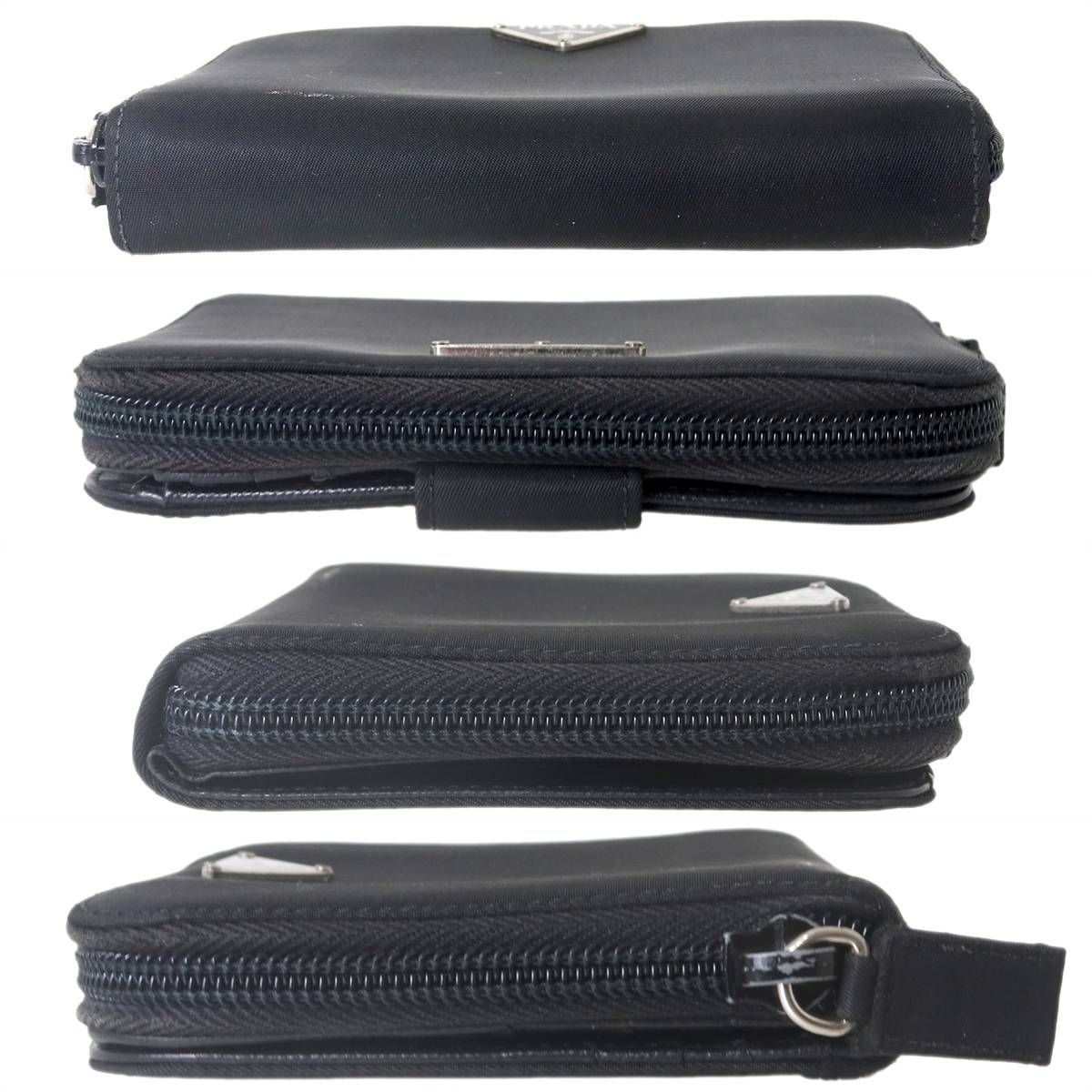 PRADA/プラダ ナイロン 販売 ジップ コンパクト財布 ナイロン ブラック